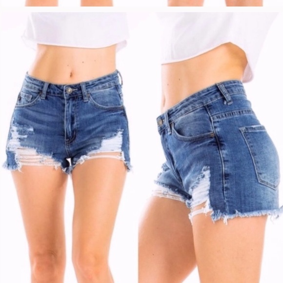 🇺🇸SALE🇺🇸KANCAN Distressed denim shorts frayed - Picture 6 of 11